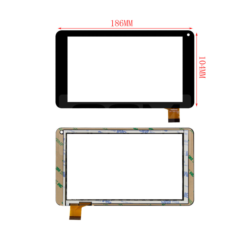 Front view of 7 inch replacement touch screen digitizer glass for LOGICOM La TAB 72 tablet