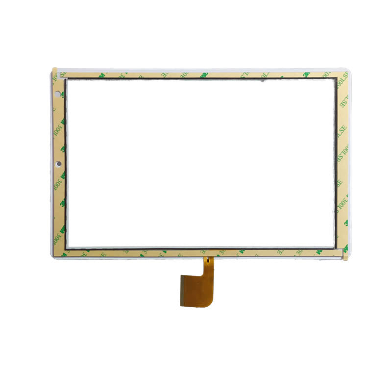 Rear side of the touch screen digitizer for Modio M18 showing the cable orientation and layout